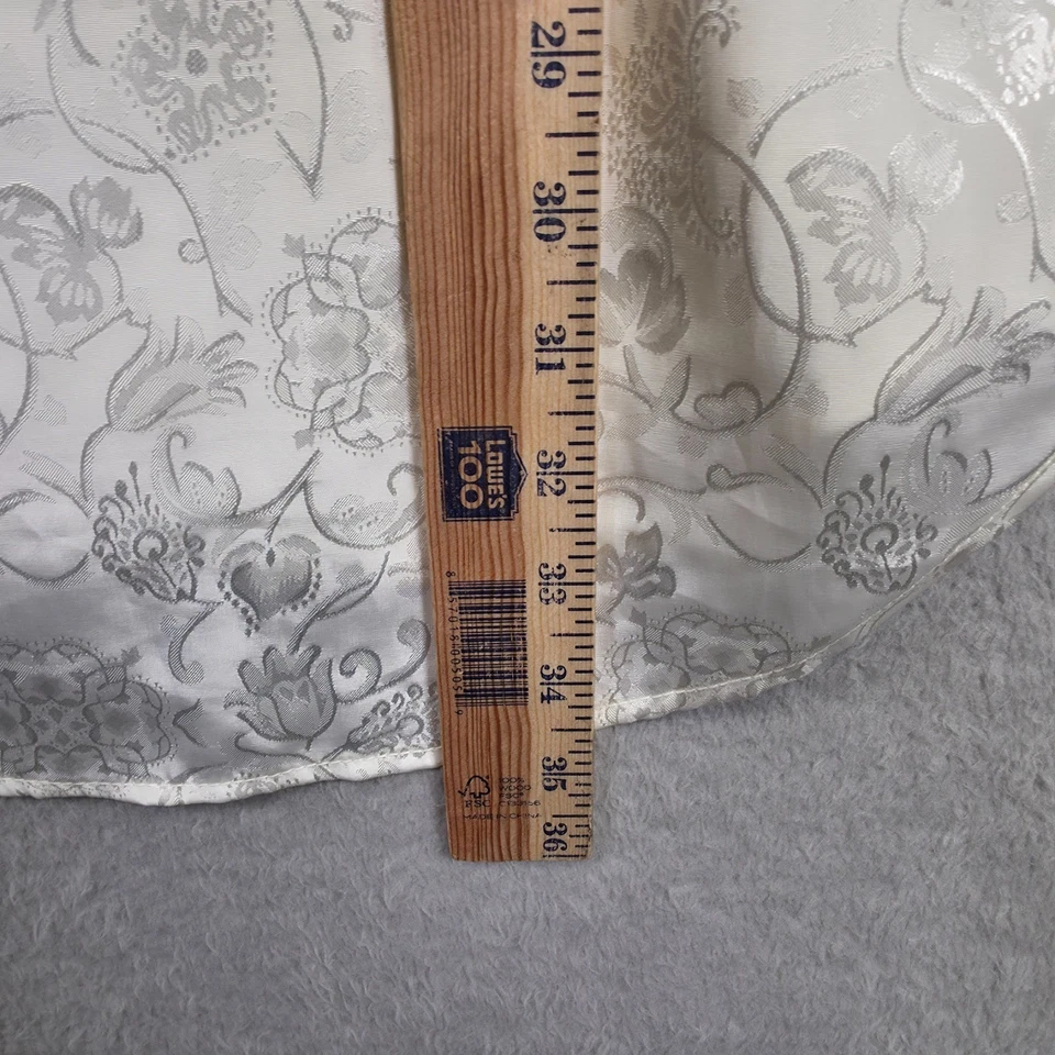 Adonna Nightgown Women S White Satin Floral Jacquard Lace Pearl Cottagecore VTG - Image 3 of 4