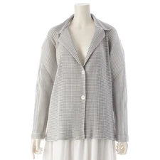 ISSEY MIYAKE early 90's Pleated Border Jacket outer JG11210 White gray M