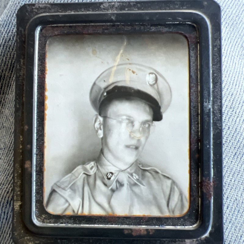 Vintage Photomatic Photobooth Photo Handsome Young Man WWII Era US military