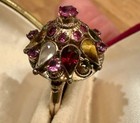 Antique 8K GOLD GEMSTONE PRINCESS HAREM RING RUBY EMERALD CITRINE Sz 5.25, 5g — photo 1