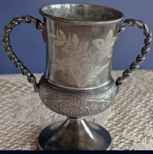 Antique Middle Town Plate Co Floral Engraved Silver plated Goblet Cup