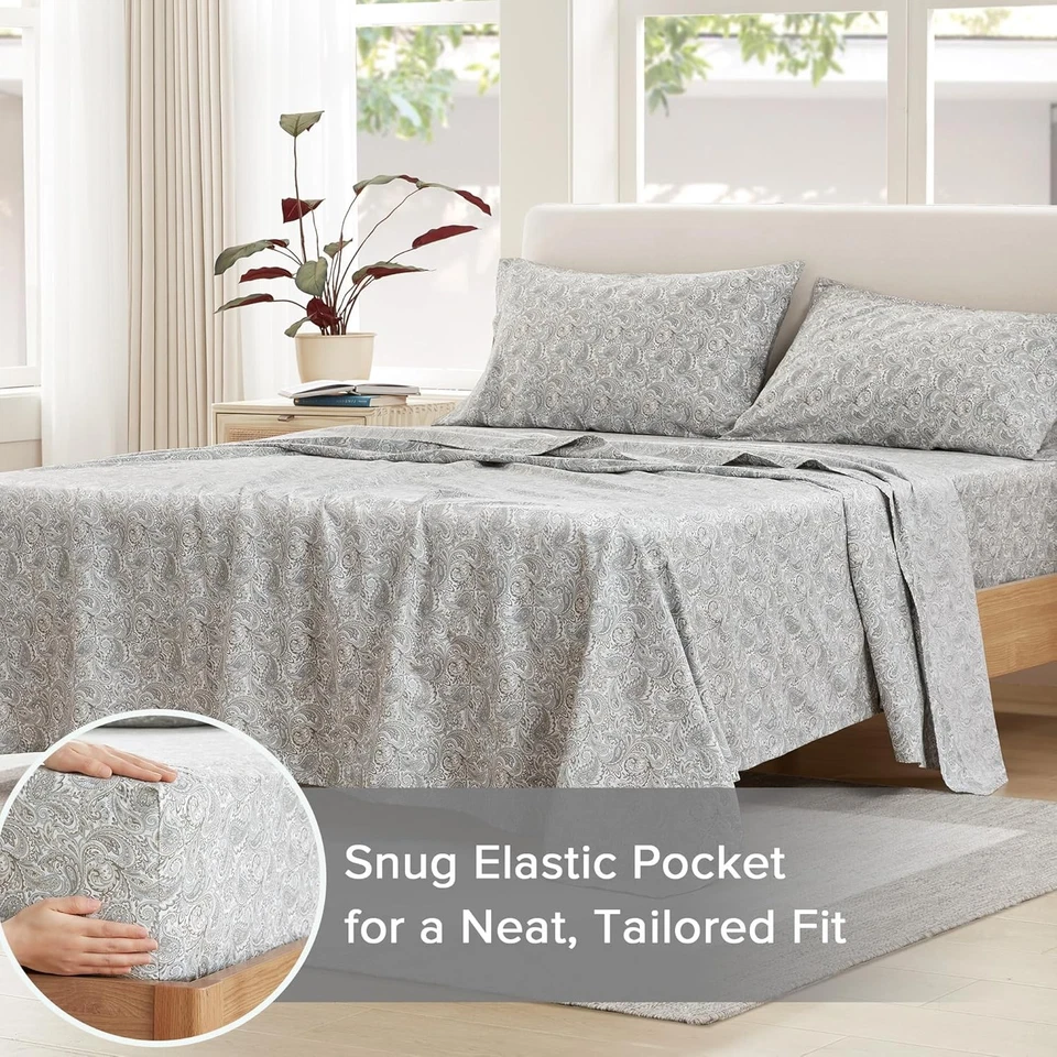 Comfort Spaces 4 Piece Queen Sheet Set 100% Cotton – Soft Breathable Cool Bed - Image 4 of 4