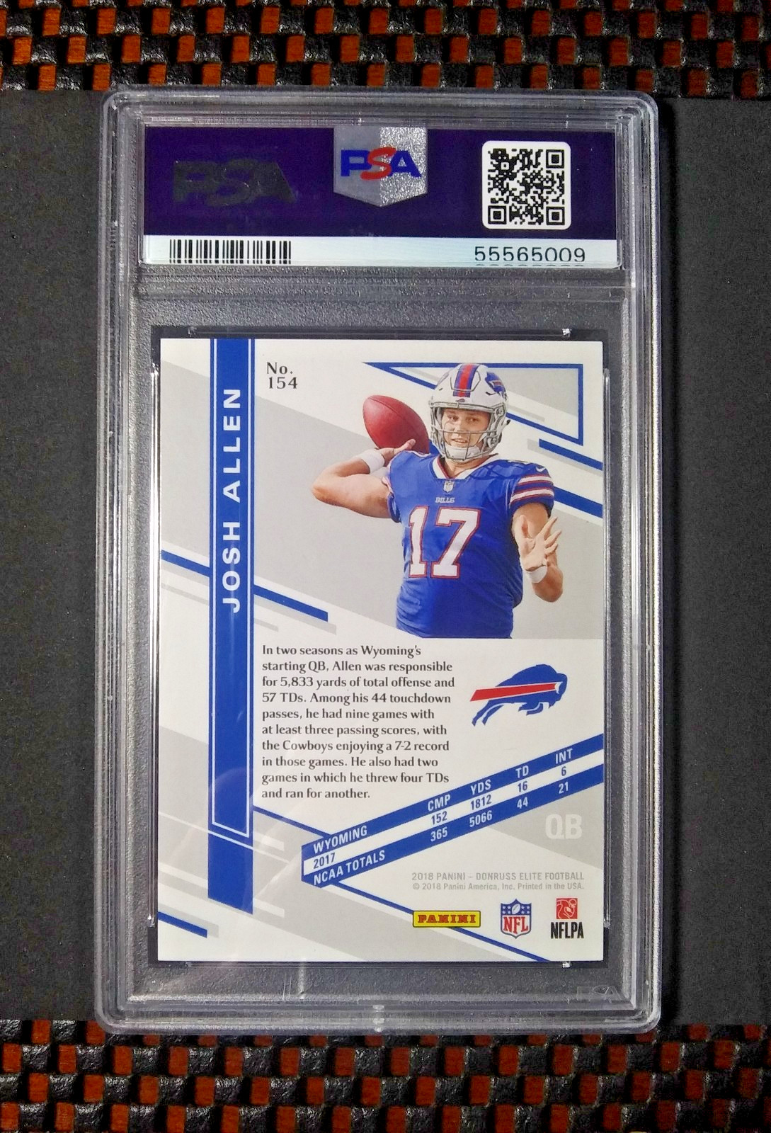 2018 Panini Donruss Elite Rookie /83 Aspiration Foil #154 Josh Allen RC SP PSA 9 view 6