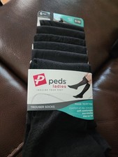 PEDS LADIES TROUSER SOCKS BLACK 6 PAIR VERY SOFT COMFORTABLE