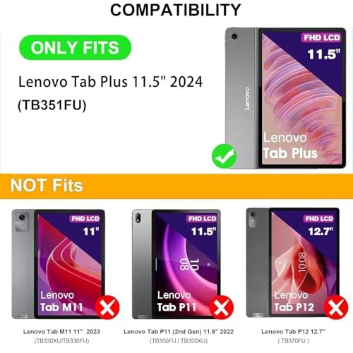Keyboard Case for Lenovo Tab Plus 11.5 Inch 2024 Release (TB351FU), Mouse and - Picture 3 of 8