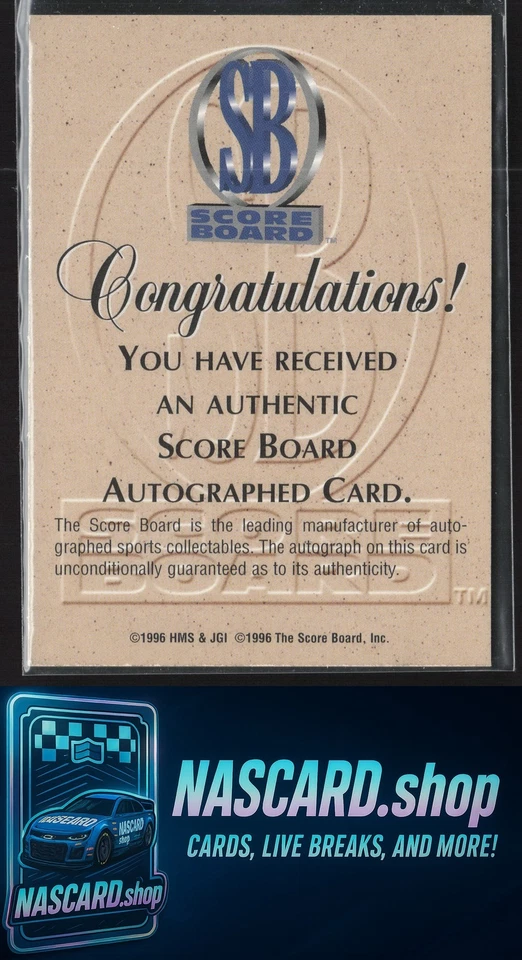 1997 Score Board #NNO Jeff Gordon Autographs #/250 - Image 2 of 2