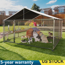 Large Dog Kennel Outdoor with Roof Heavy Duty Dog Enclosure Outside Pet Fence