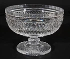 Waterford Crystal Centerpiece Compote Bowl Footed Cross & Vertica Cuts  Signed