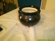 VINTAGE HOMEMADE CERAMIC CAULDRON KETTLE PLANTER