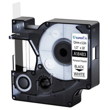 1PK 12mm Black on White IND Polyester Label Tape 18483 For DYMO Rhino 5000