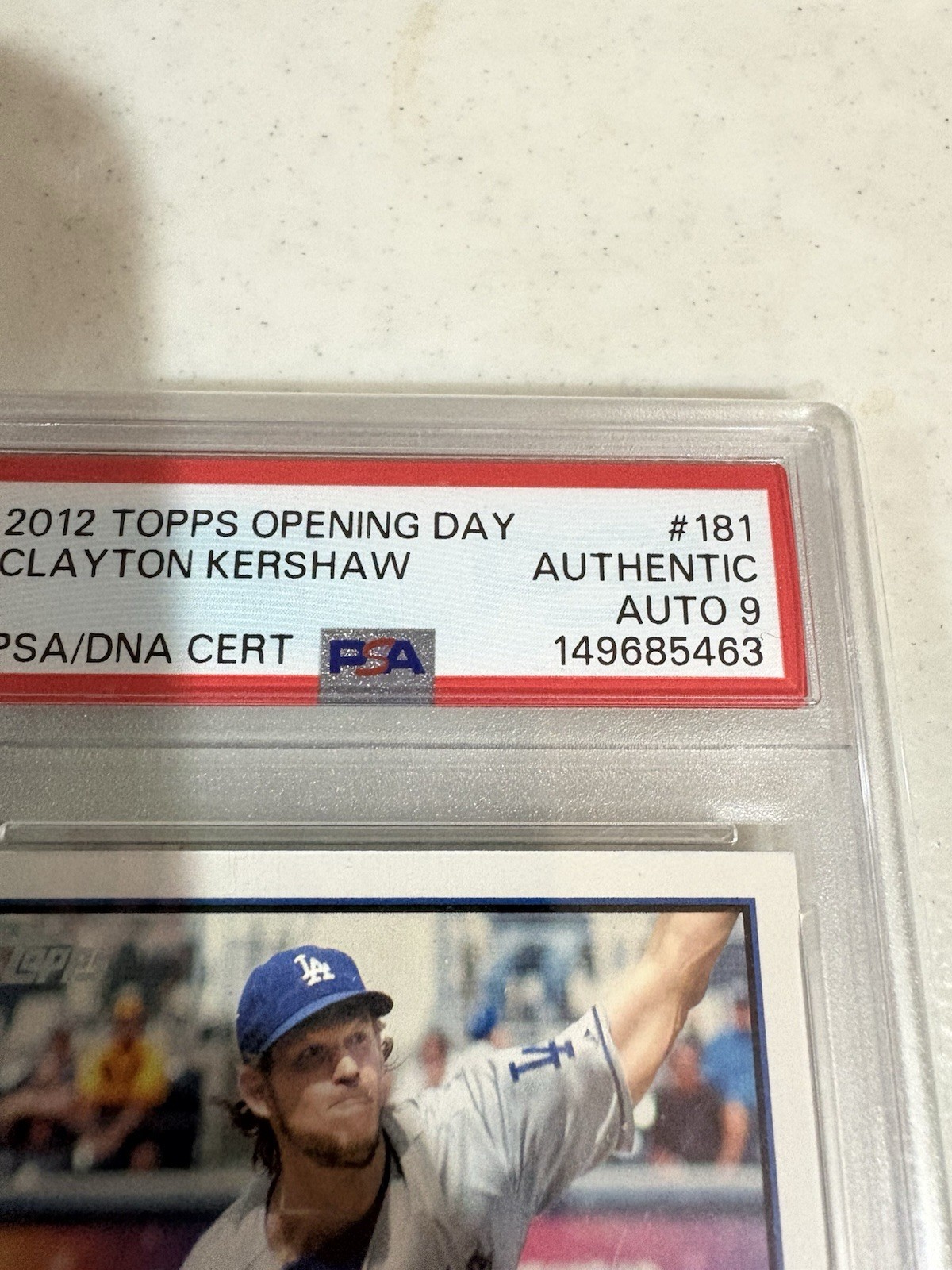 2012 Topps Opening Day - Clayton Kershaw #181 Auto PSA Authentic Auto 9 Rare LA view 2