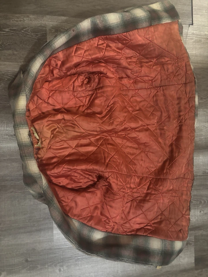 CHAQUETA DE LANA VINTAGE Verde Marrón A CUADROS MERRILLS MAC JAC AÑOS 50 Algunas Rasgaduras Foto 4 de 4