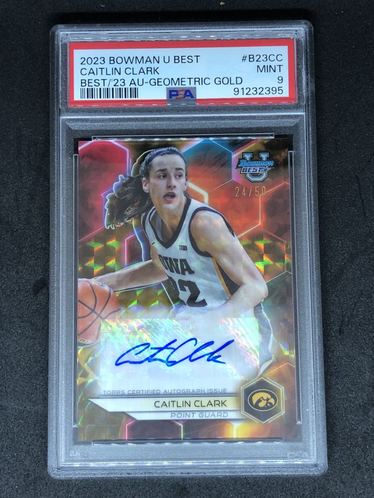 2023 Bowman U Best Caitlin Clark Rookie RC Geometric Auto GOLD REFRACTOR /50