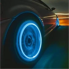 4x Blue Glowing Tire Valve Stem Covers Screw Cap LED Lights Car/Truck/Universal