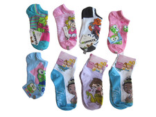 New DISNEY/SANRIO Character Girls Socks  8 pairs - Size: 6-9 (3 - 7yrs)