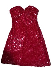 MANGO WOMENS SEQUINNED SWEETHEART NECK MINI DRESS RED SIZE UK S