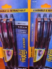 Pilot FriXion Ball Clicker Erasable Retractable Black Gel Pens 1.00mm, Lot Of 2