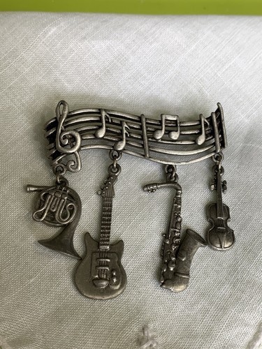 JJ Jonette Signed Music instruments Charm Brooch Pin XE-5 - Picture 4 of 6