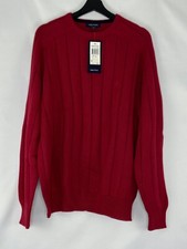 NWT NAUTICA Men's Crew Neck Long Sleeve 100 Cotton Red Pullover Sweater