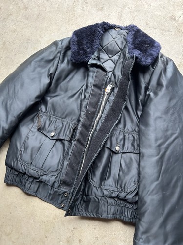 Vintage 70s Gerber Car-Duty Jacket US Navy Style Union Made Fur Collar Ideal Zip - Picture 6 of 11