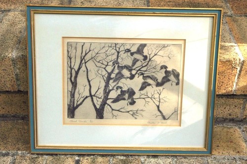RARE 1ST STATE 1928 ETCHING BY ROLAND CLARK CALLED "GREEN WING" - Picture 11 of 12