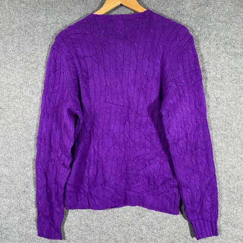 Ralph Lauren Jumper Mens L Purple Sweater Pullover Wool Cashmere Cable Knit - Picture 9 of 10