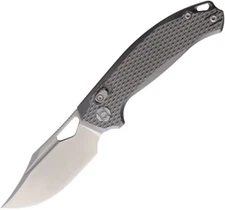 Kunwu Knives DJANGO Crossbar 3.25" Elmax Texture Titanium Folding Knife X707T1A