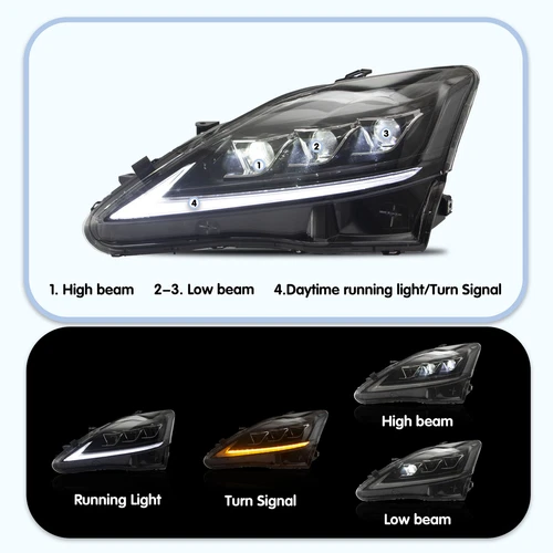 VLAND Clear LED Headlights + Red Tail Lights For Lexus IS250 350 ISF 2006-2013 - Picture 5 of 15