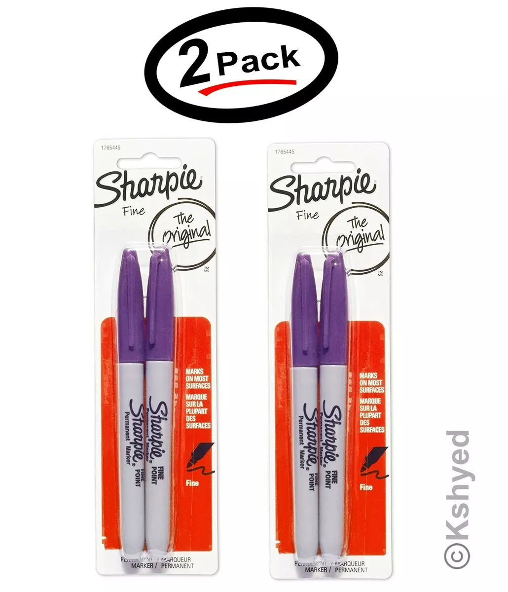 2 Pack) Sharpie Permanent Marker Original, Fine Point, Purple