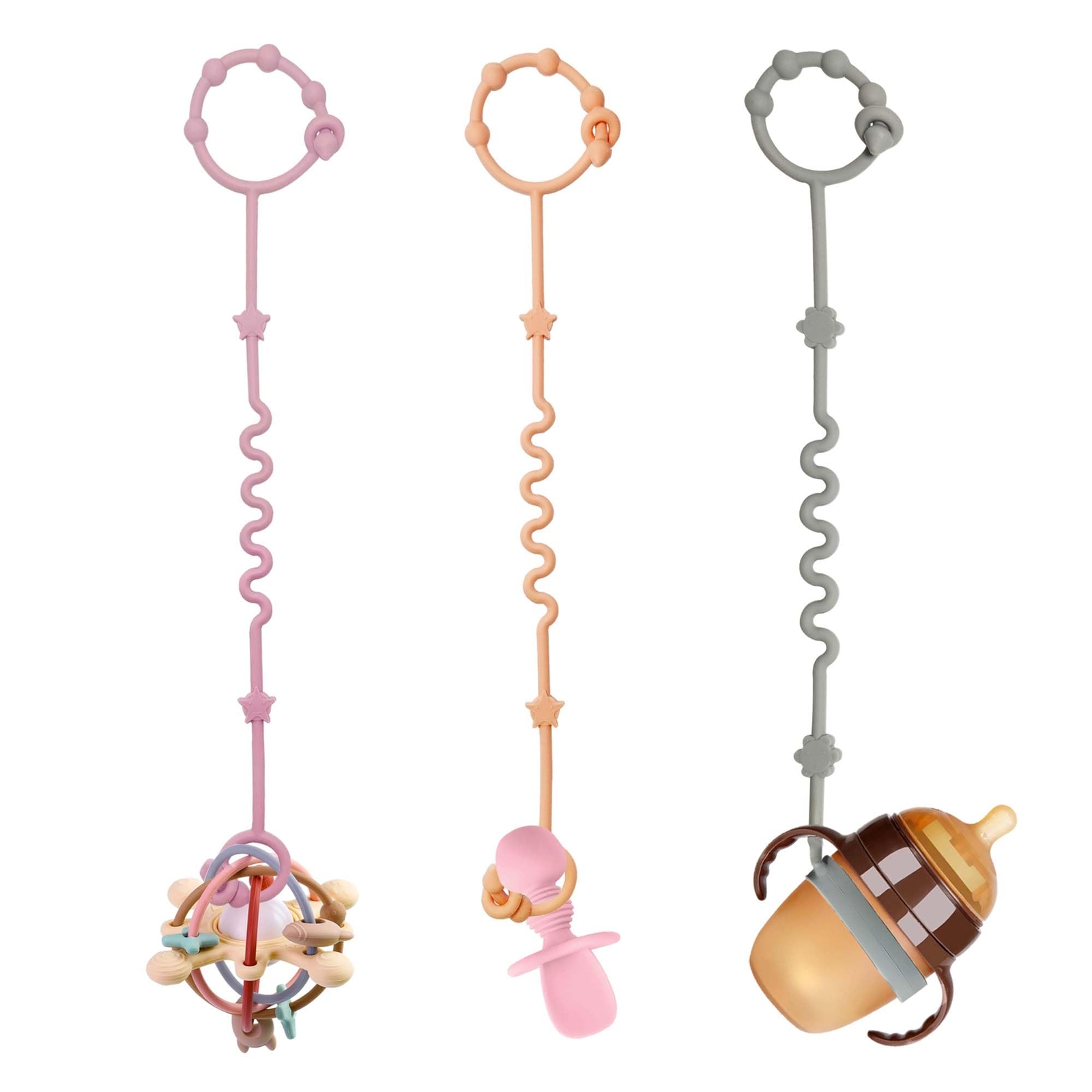 Toy Straps For Baby Silicone Setpacifier Clipapplies To Car Seat Toyteether Toyh