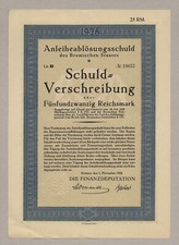 BREMEN (Staat) – Schuldverschreibung über 25 RM – Bremen – 1. Nov. 1926