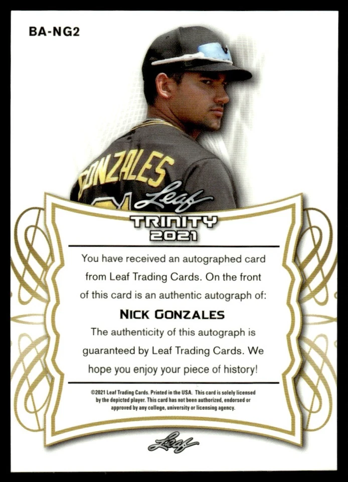 2021 Leaf Flash Platinum Blue Nick Gonzales Auto 21/50 #BA-NG2 - Image 2 of 2