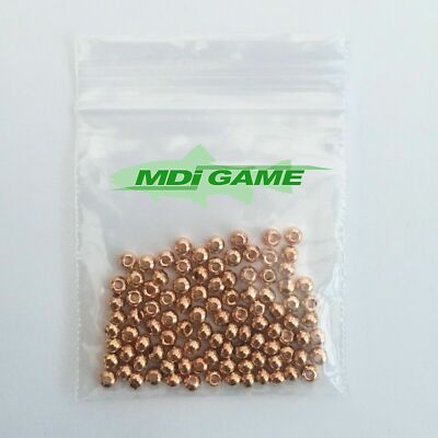 100 MDI Spiel Qualität Kupfer versenkt (Messing plattiert) Perlen zum Fliegenbinden 4 mm