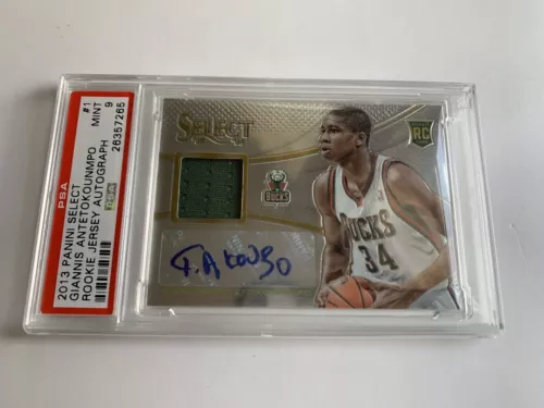 2013-14 Panini Select - Rookie Jersey Autograph #1 Giannis Antetokounmpo - PSA 9