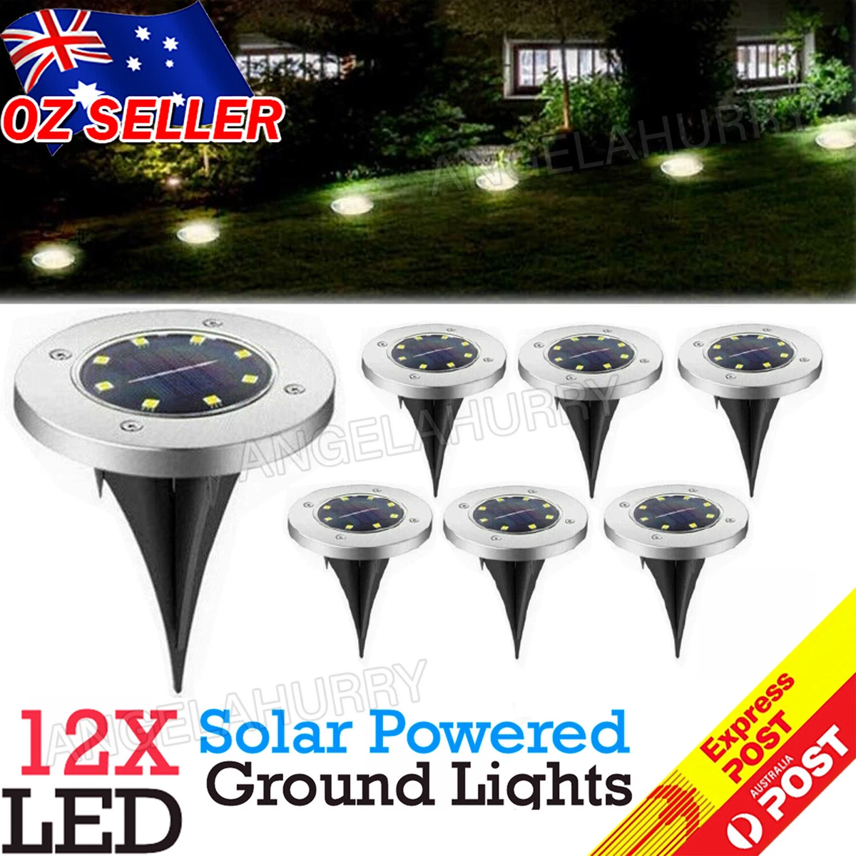 Solar Powered 8 LED Inground Recessed Light Garden Outdoor Deck path Way NEW