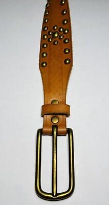 Gap Brown Leather Belt Brass Buckle & Stud Boho Retro  display picture 3