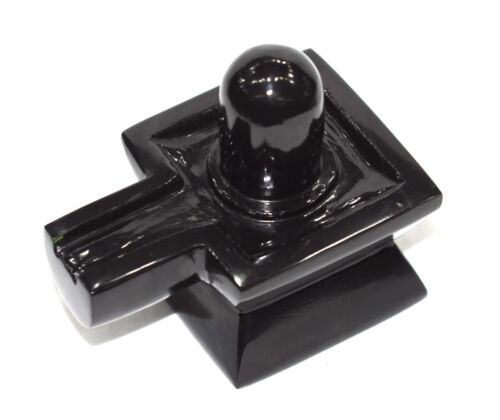 Shivling in Natutral Black Jade Gemstone - 426 gms - Picture 1 of 5