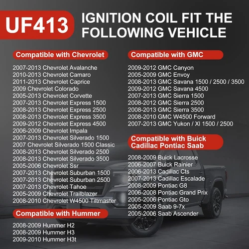 High Performance UF413 Ignition Coil+Spark Plug+Wire For Chevy GMC 5.3L 6.2L V8 - Picture 4 of 13