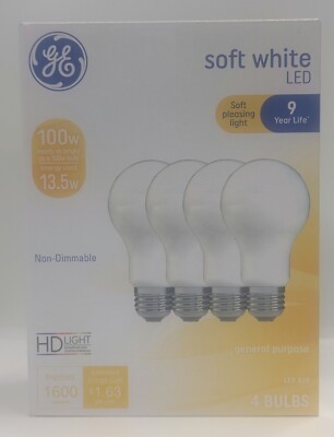 GE LED Light Bulbs, 100 Watt, Soft White, A19 Bulbs, Medium Base, Frosted Finish