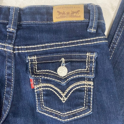 Levis Bootcut Jeans Girls 10 Slim Dark Wash Denim Kids Stretch - Picture 5 of 12