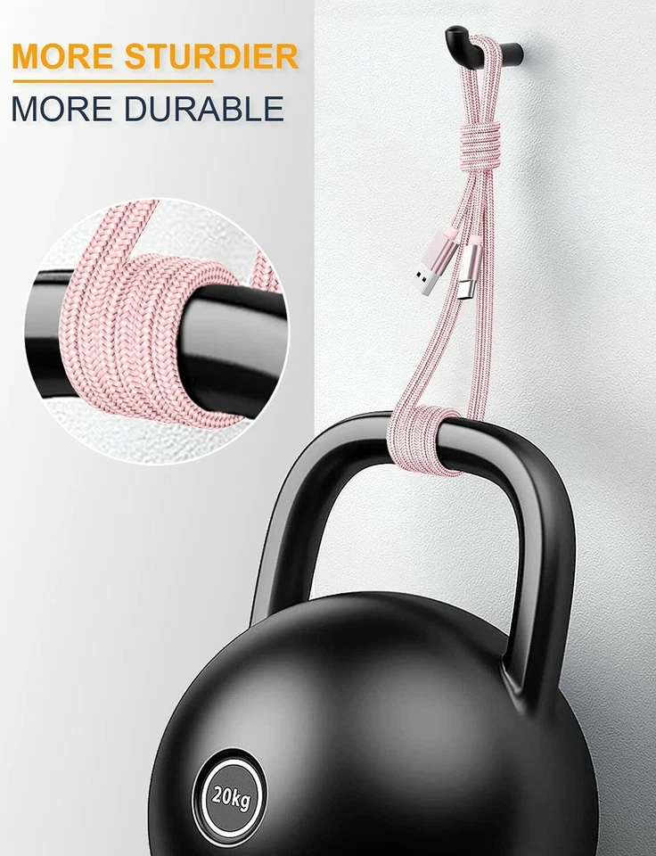 3 PACK 6ft Type C to USB-A Nylon Braided Fast Charger Cable Quick Charging Cord - Image 3 of 4