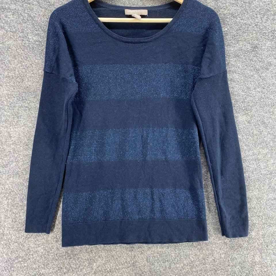 Banana Republic Sweater Pullover Women XS Blue Striped Knit Round Neck Cotton - Image 4 of 4