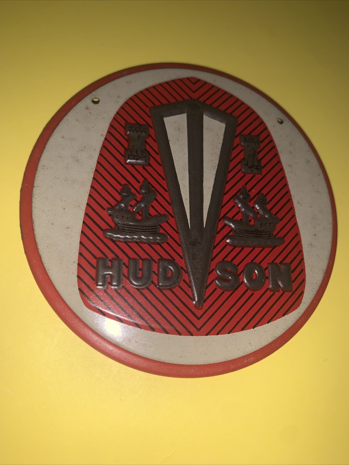 1940s Vintage License plate Topper Vintage Hudson Wheaties GREAT COND