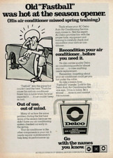 1977 Vintage Print Ad Delco Old Fastball hot at season opener Air Conditioner