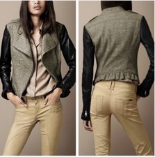 Burberry Brit Contrast Sleeve Biker Jacket