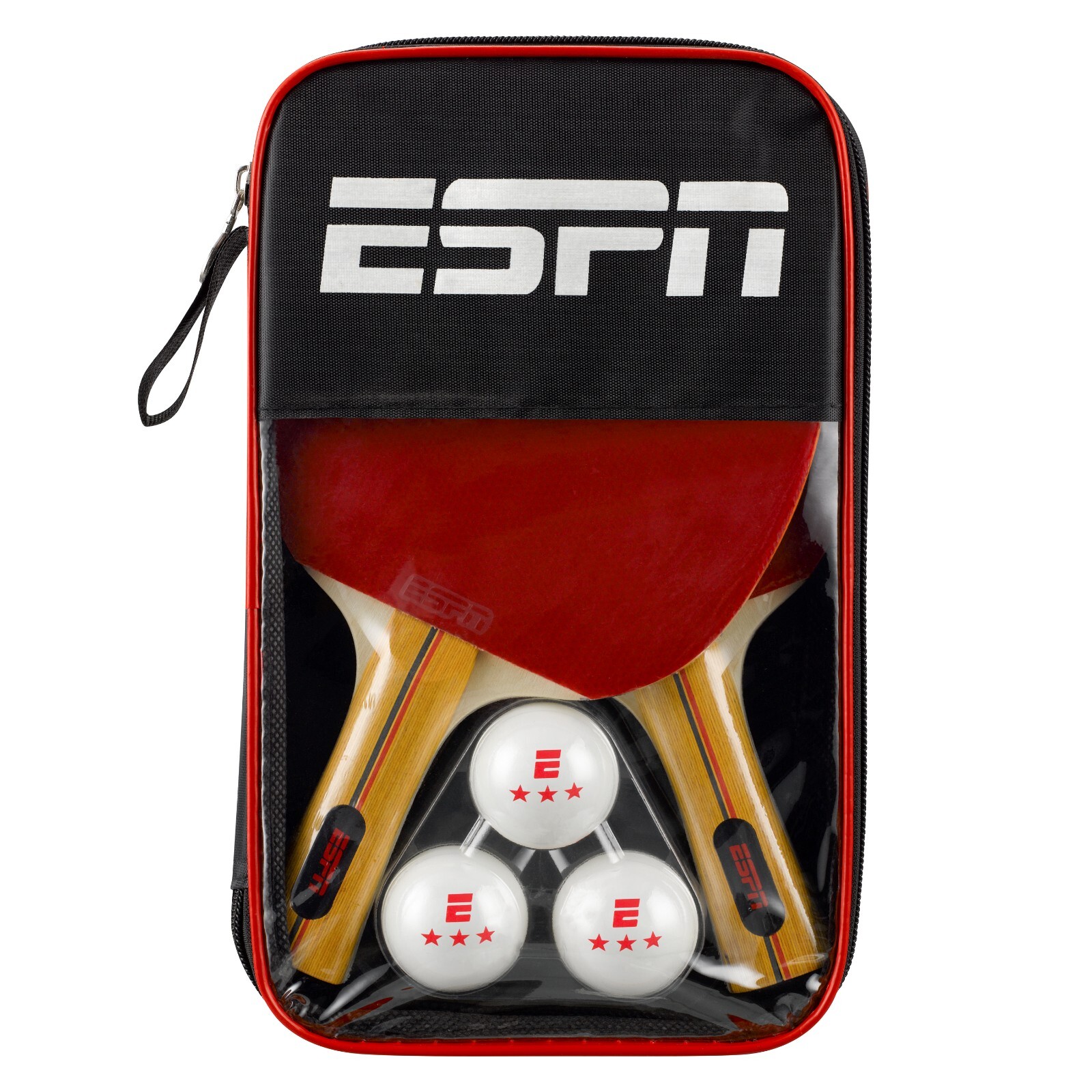 ESPN Ping Pong Paddles and 3 Star Ping Pong Balls with Travel Case