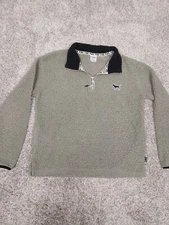 Victoria Secret PINK Shirt Womens Size XS Sherpa Green Fuzzy 1/4 Zip Pullover