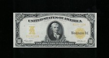 SC SCARCER 1907 $10 Gold Certificate Hillegas Gold Coin Note (110)