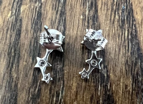Sterling Silver Star Climber Clear Cz Earrings Earrings - Picture 3 of 5