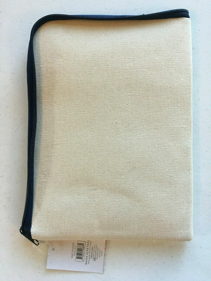 Keep It Together - 3 Pocket Canvas Tablet Organizer w/Zipper - Beige - Image 2 of 4